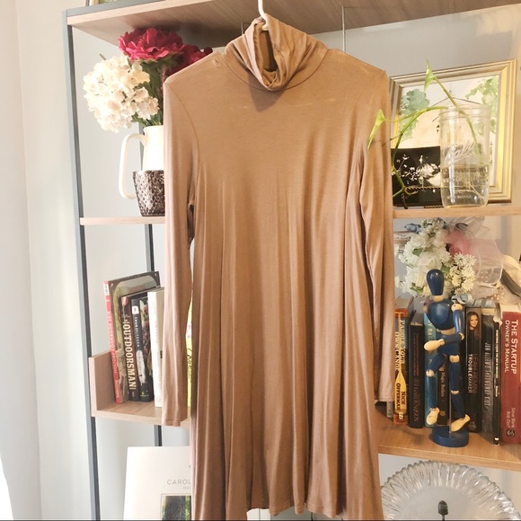 Taupe Jersey Shirt Dress - Picture 1 of 1